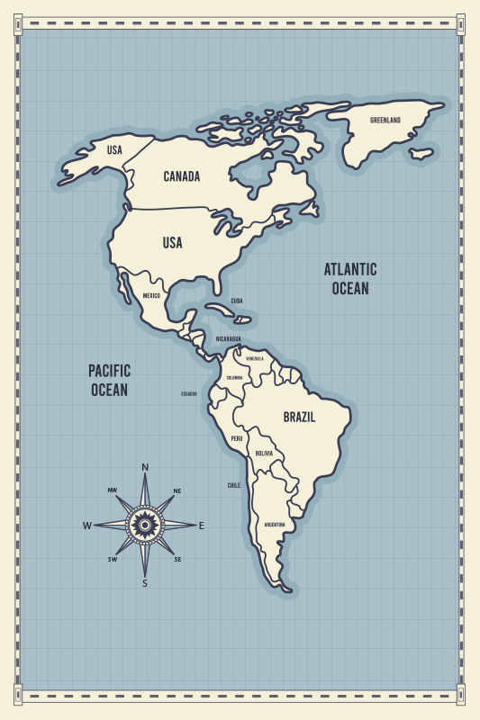 Dywan winylowy mapa świata mapa kontynentu amerykańskiego - TenStickers