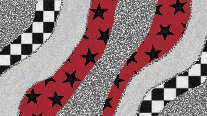 Dywan winylowy tekstura gwiaździste czerwone fale - TenStickers