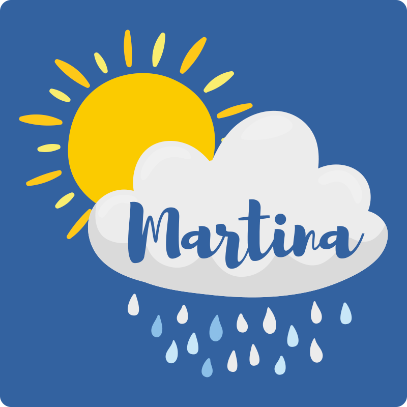 Dziecięcy dywan winylowy deszczowa chmura z imieniem - TenStickers