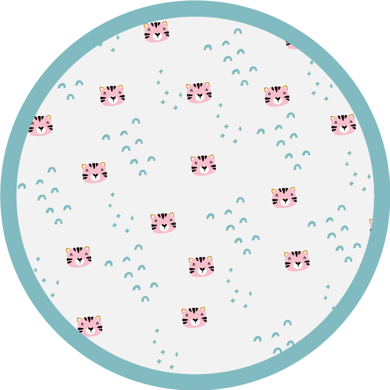 Dziecięcy dywan winylowy niebieskie tęcze i różowe koty - TenStickers