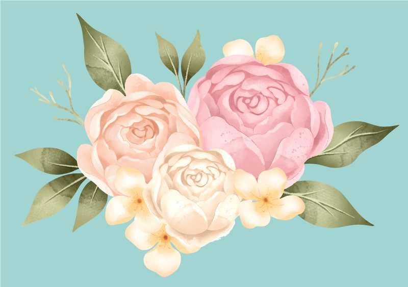 Piwonia realistyczny kwiatowy dywan z główką kwiatową - TenStickers