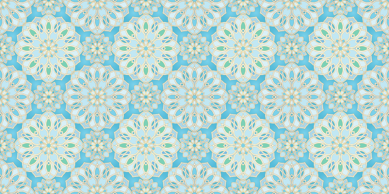 Dywan winylowy z mandalą niebieskie skomplikowane elementy - TenStickers