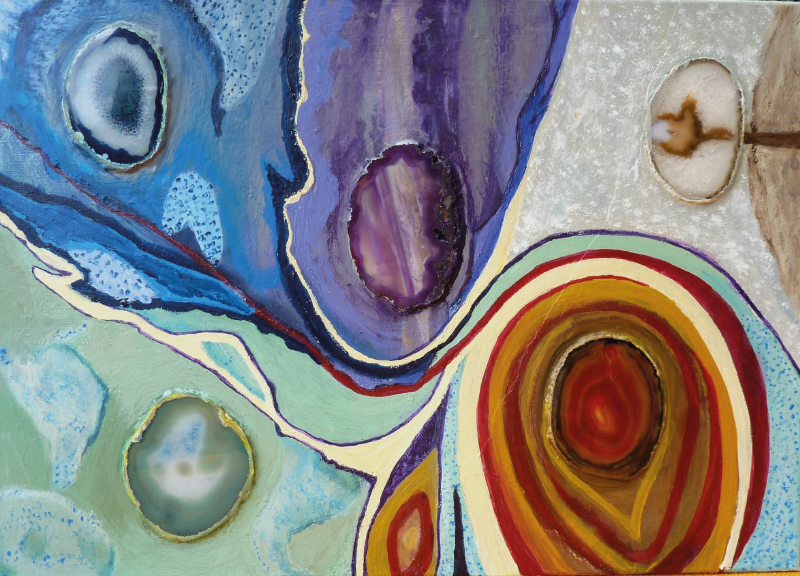 Wielokolorowe płytki podłogowe z agatu kamiennego - TenStickers