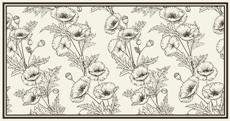 Dywan winylowy do salonu wzór konturu kwiatowego - TenStickers