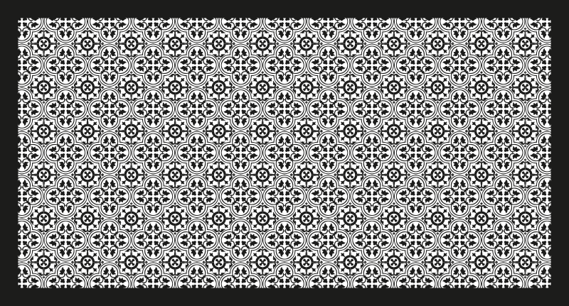 Dywan winylowy imitacja płytek czarny wzór kwiatowy - TenStickers