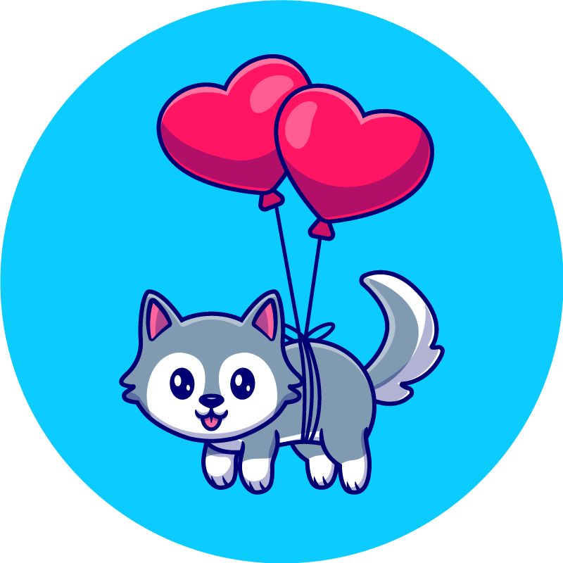 Dywan winylowy zwierzęta wilkołak z balonami - TenStickers