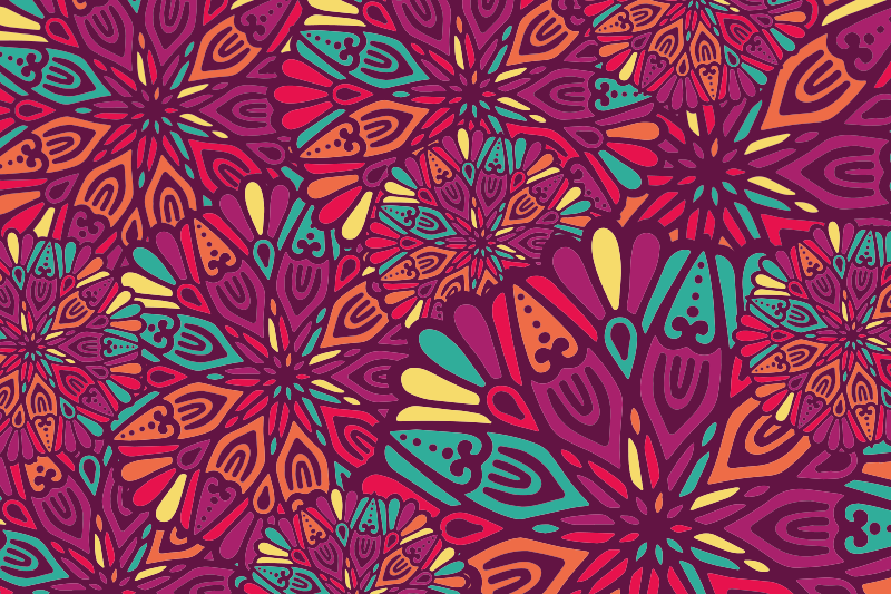 Dywan winylowy z mandalą w intensywnym fioletowym wzorze - TenStickers