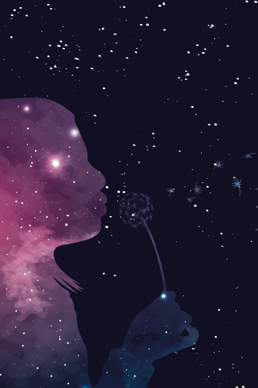 Dywan winylowy w gwiazdki kosmiczna dziewczyna z dmuchawcem - TenStickers