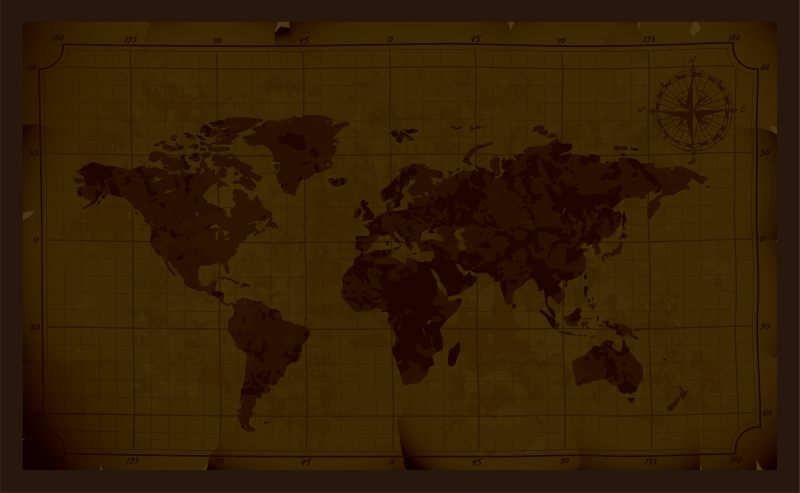 Dywan winylowy mapa świata antyczny brązowy wzór - TenStickers