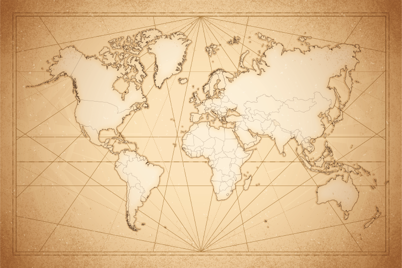 Dywan winylowy mapa świata antyczny beżowy wzór - TenStickers