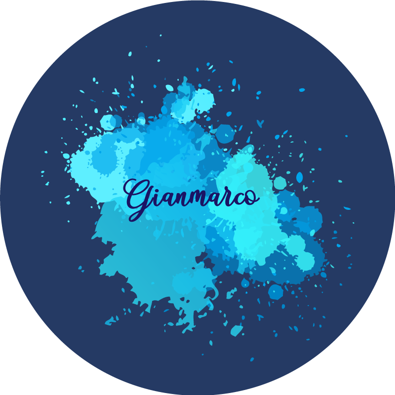 Dywan winylowy dla nastolatków splashing blue z imieniem - TenStickers