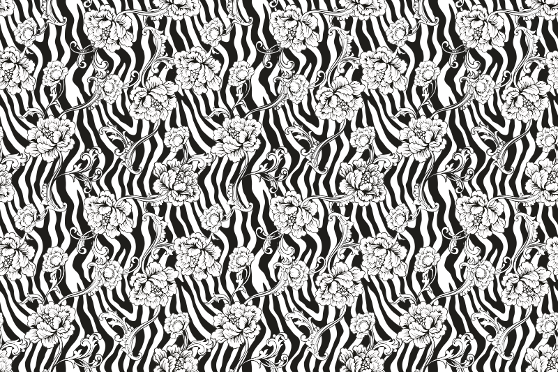 Dywan winylowy wzór zwierzęcy zebrowy motyw kwiatowy - TenStickers