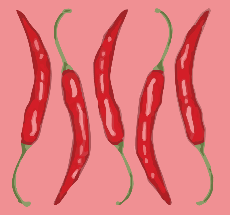 Dywan winylowy w kuchni Pięć papryczek chilli - TenStickers