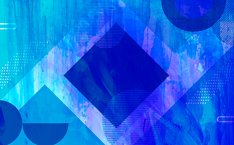 Minimalistyczny dywan winylowy niebieskie wzory geometryczne - TenStickers