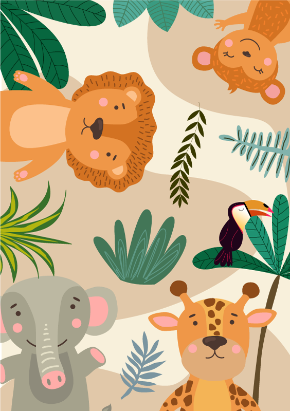 Dywan winylowy dla dzieci nordic jungle animals - TenStickers