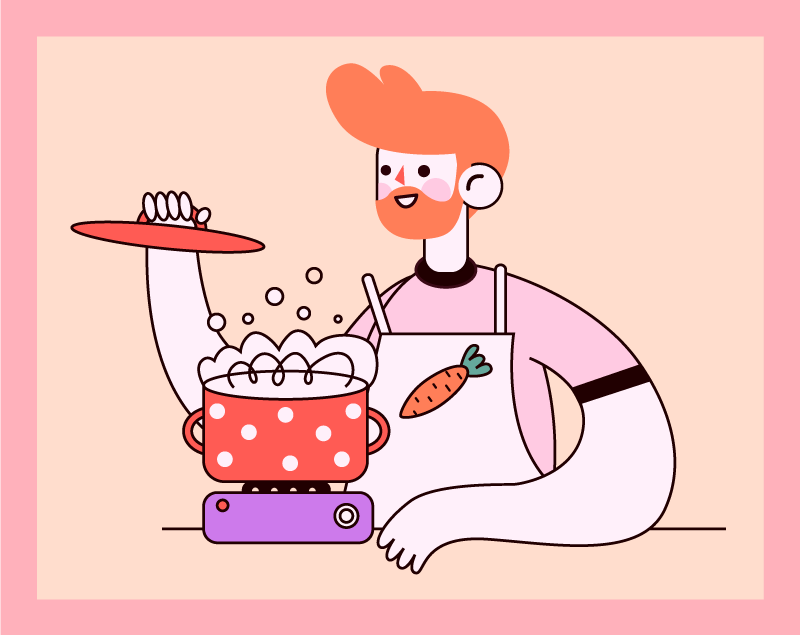 Dywan winylowy do kuchni rudowłosy mężczyzna gotujący - TenStickers