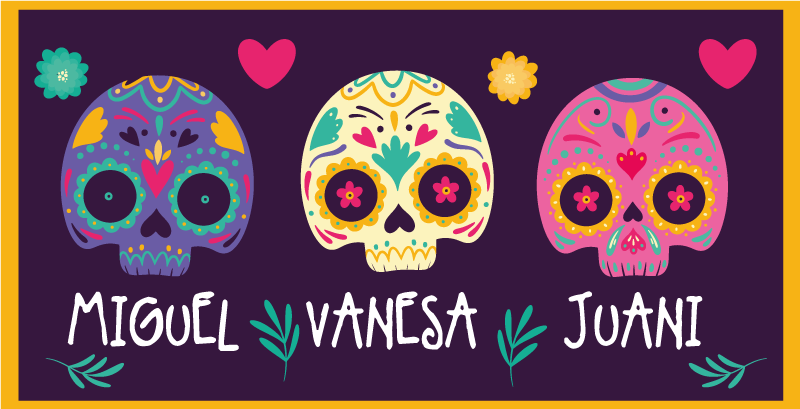 Dywan winylowy do przedpokoju kolorowe czaszki - TenStickers