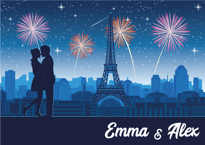 Dywan winylowy z imieniem paryski romans - TenStickers