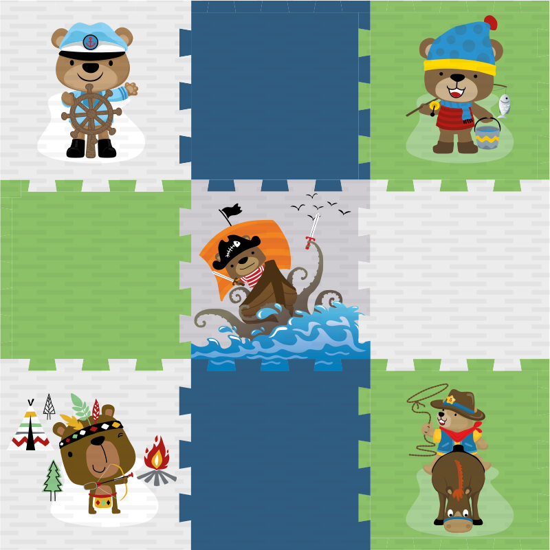 Dziecięcy dywan winylowy słodka przygoda misia - TenStickers