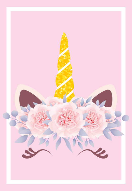 Dywan winylowy dla dziecka jednorożec kwiatowy magiczny - TenStickers