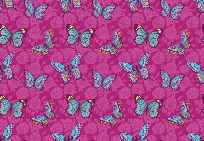 Dywan winylowy w kwiaty i rośliny motyw kwiatowy motyla - TenStickers