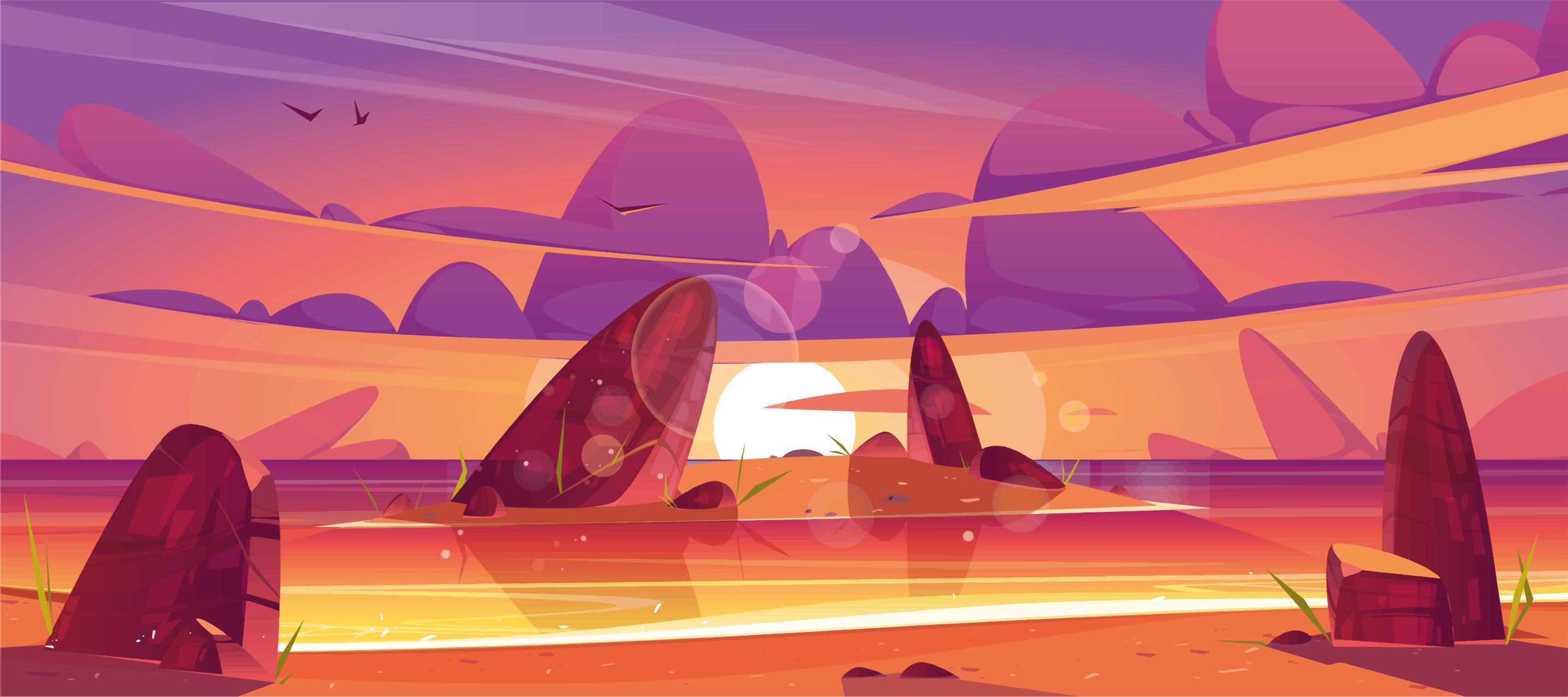 Dywan winylowy natura widok na deser o zachodzie słońca - TenStickers