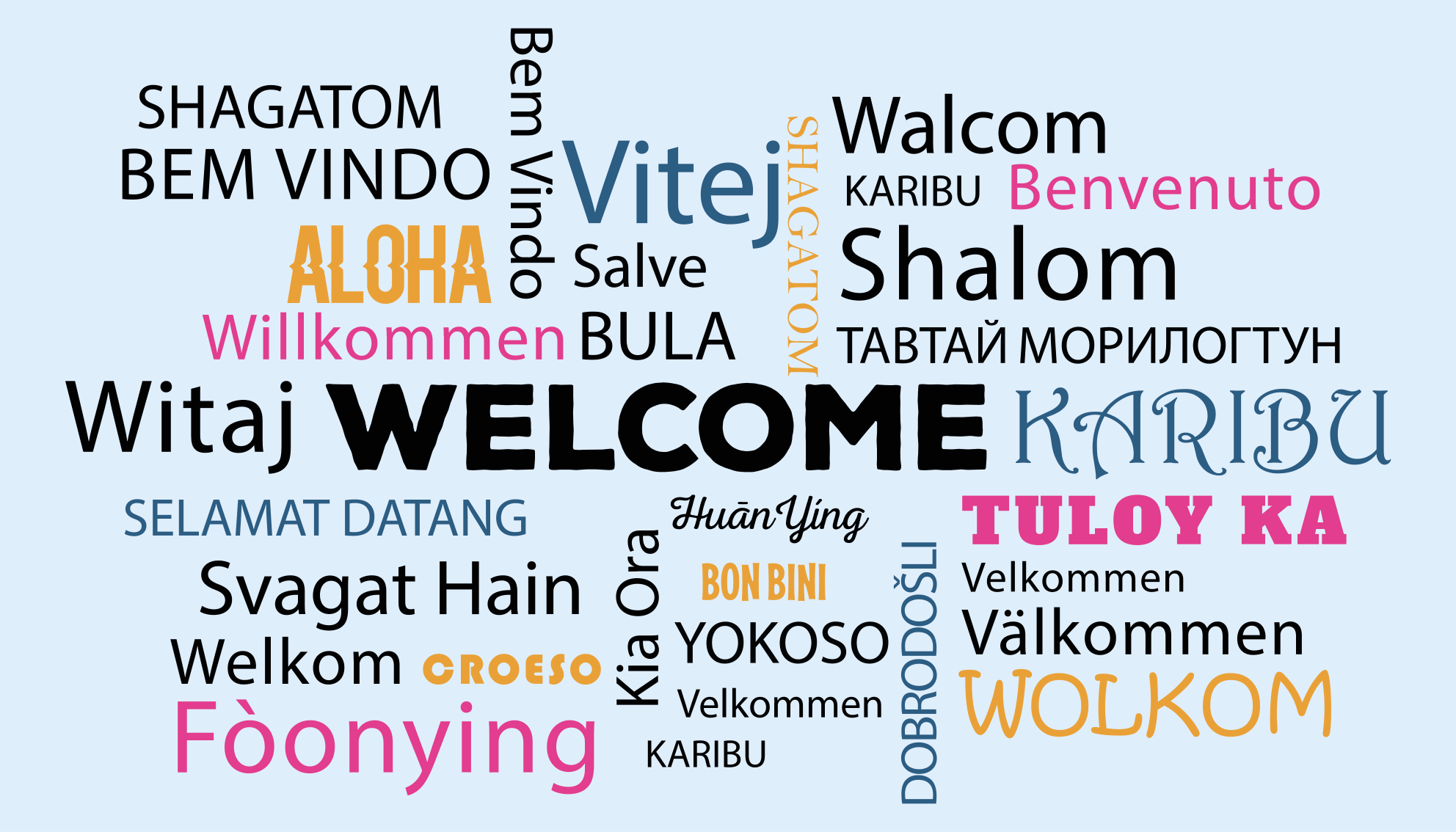 Chodnik winylowy do przedpokoju witamy w różnych językach - TenStickers