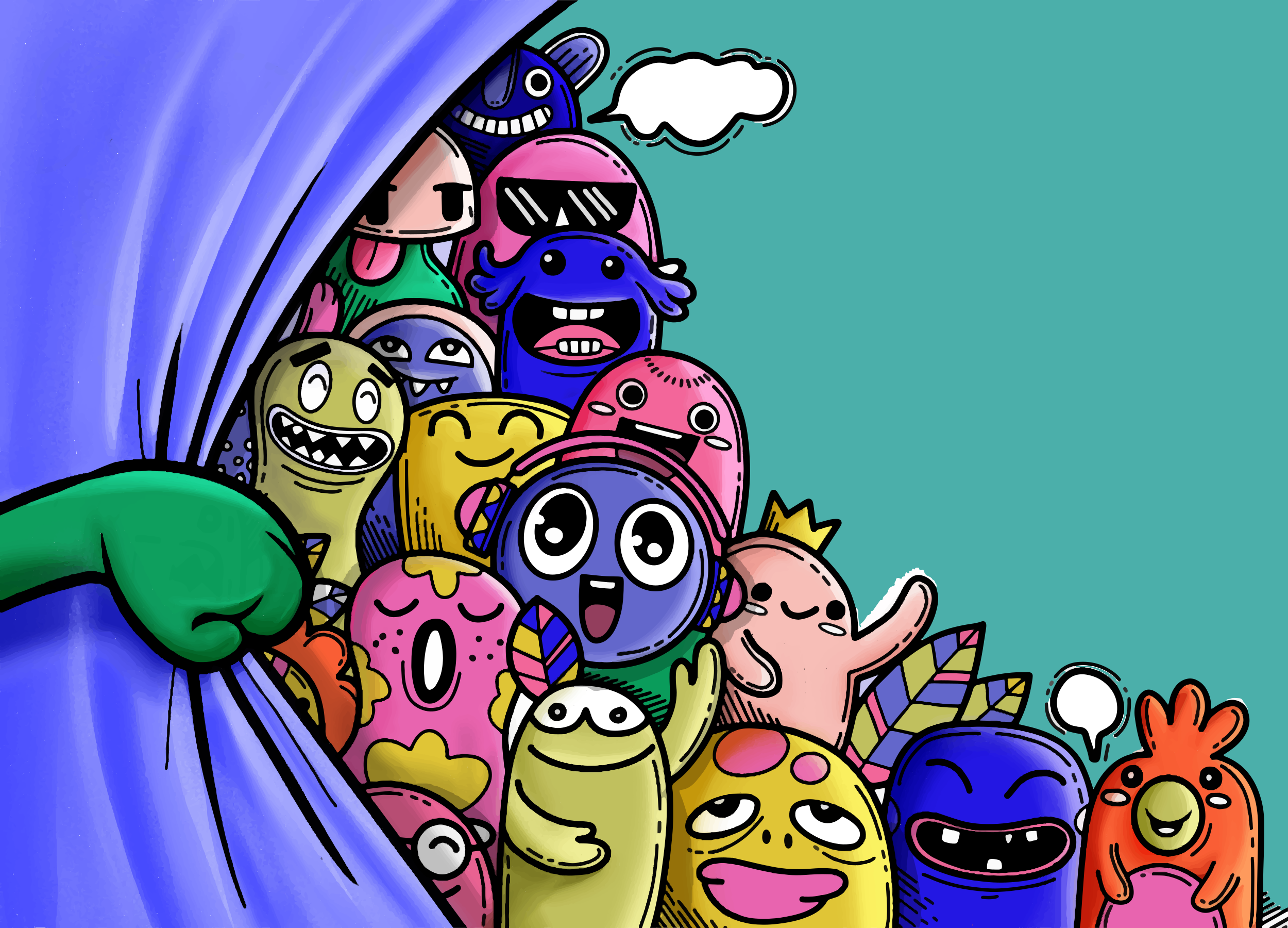 Dziecięcy dywan winylowy z kolorowymi potworami - TenStickers