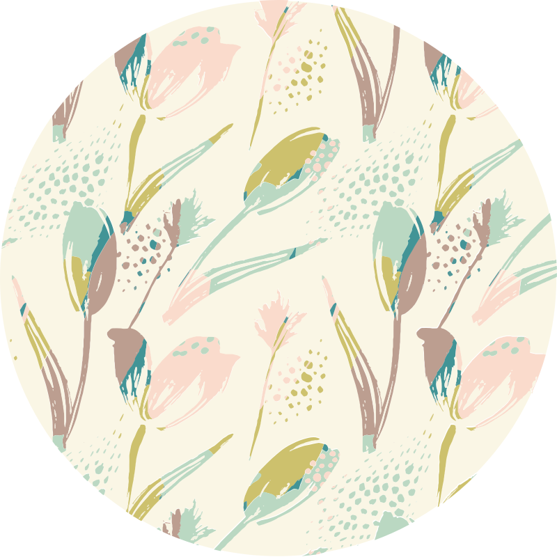 Dywan winylowy w kwiaty i rośliny wzory kwiatowe koło - TenStickers