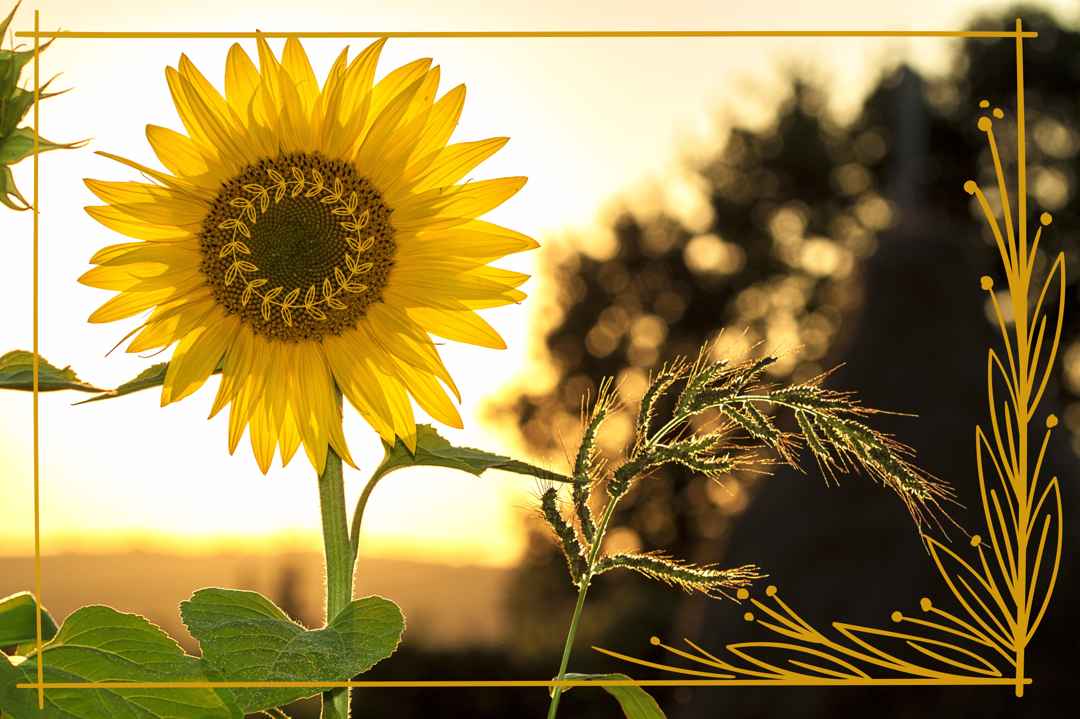 Jeden słonecznik i dywan kwiatowy pola - TenStickers