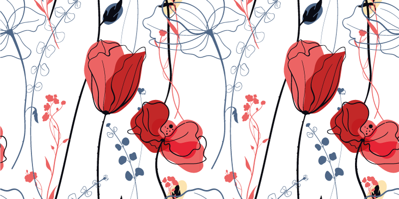 Elegancki dywan w kwiaty z czerwonymi makami - TenStickers