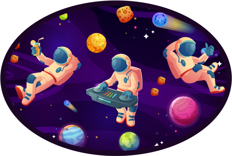 Dywan winylowy w gwiazdki projekt imprezy astronautów - TenStickers
