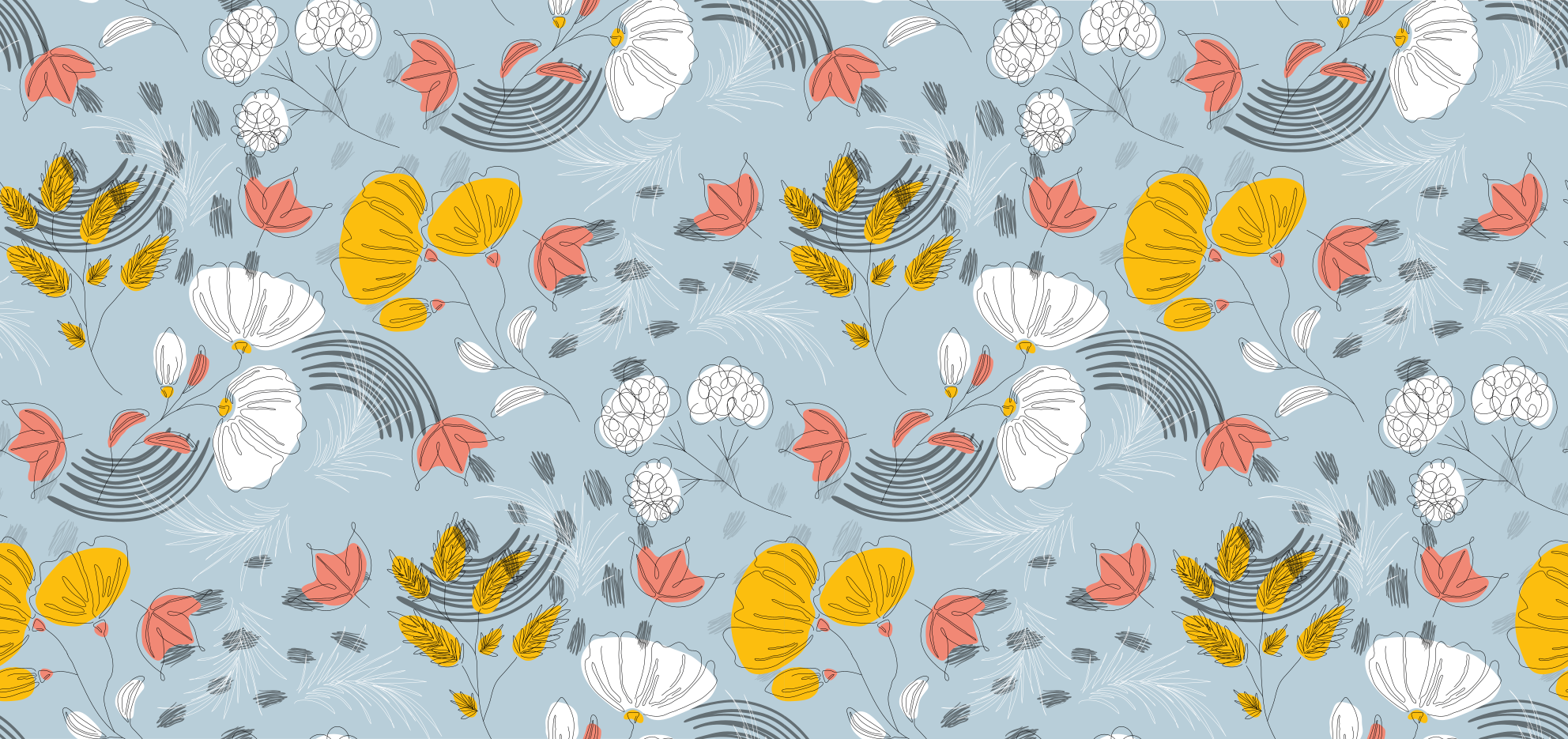 Dywan winylowy w kwiaty i rośliny niebieski wzór rozkwitu - TenStickers