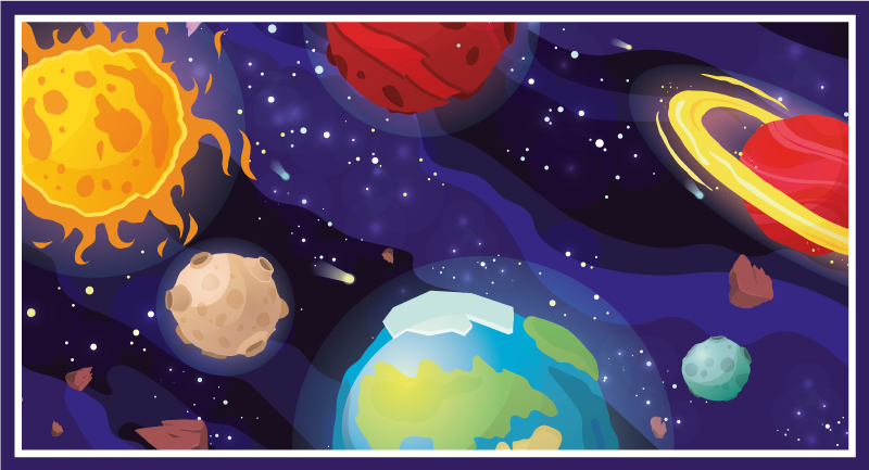 Dywan winylowy w gwiazdki scena eksploracji kosmicznej - TenStickers