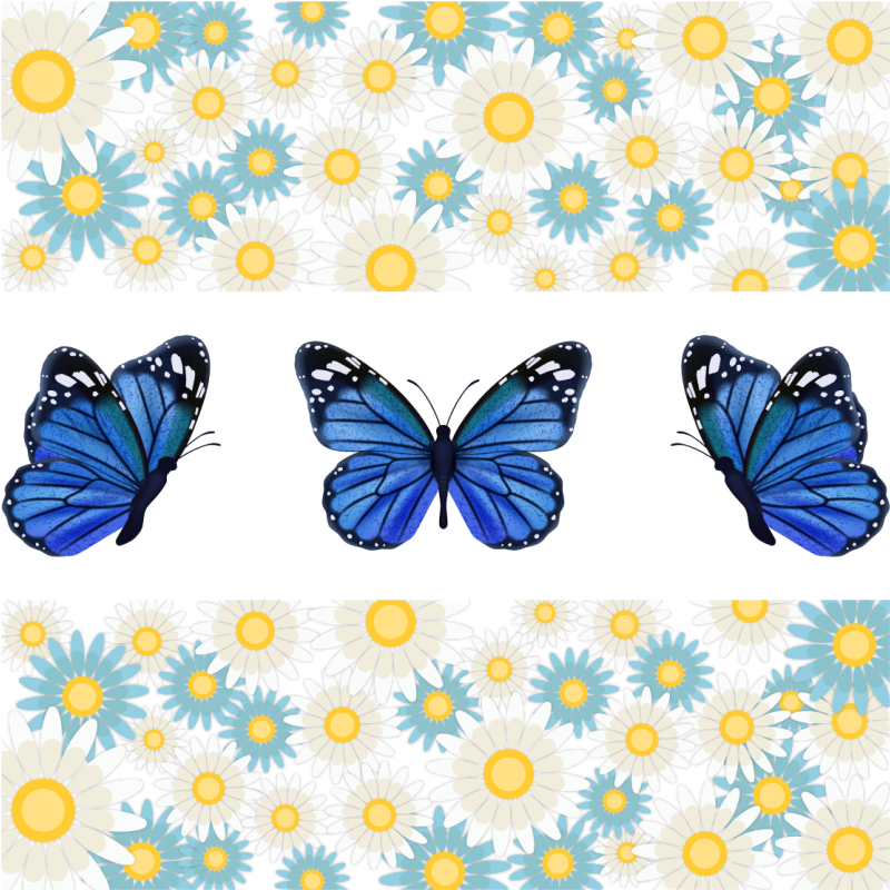 Dywan winylowy w kwiaty i rośliny niebieskie motyle - TenStickers