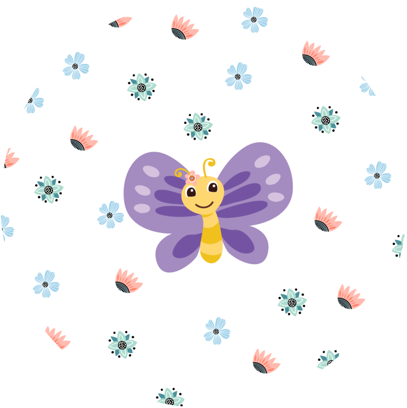 Uśmiechnięta dziewczyna motyl zwierzęcy dywan - TenStickers