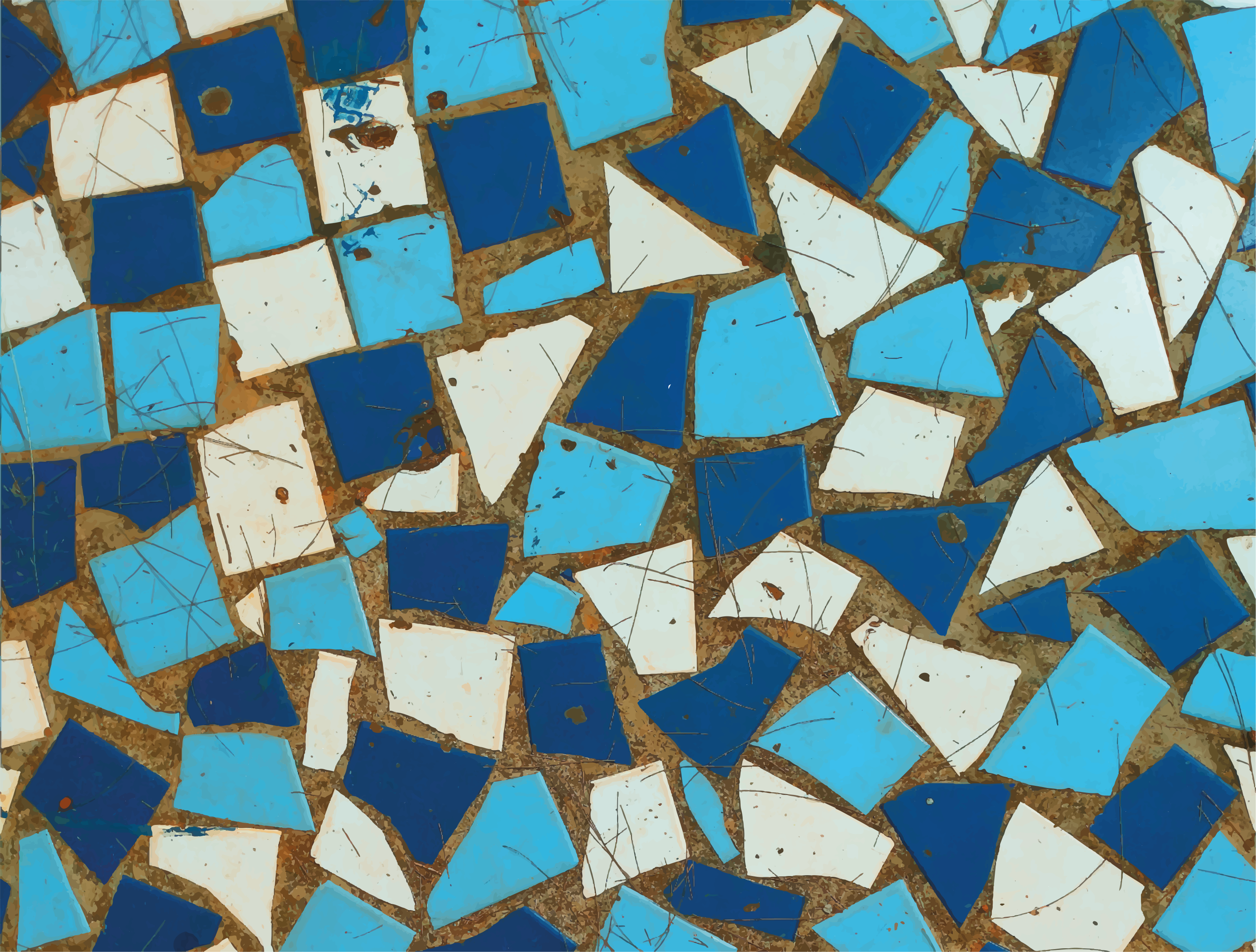 Dywan w sypialni z geometrycznym niebieskim mozaikowym wzorem - TenStickers