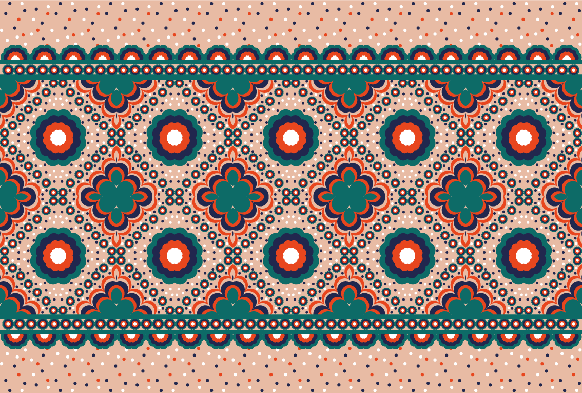 Dywan winylowy etniczny wyrazisty motyw kwiatowy - TenStickers