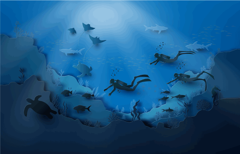 Niesamowita ilustracja pod nowoczesnym dywanem morskim - TenStickers