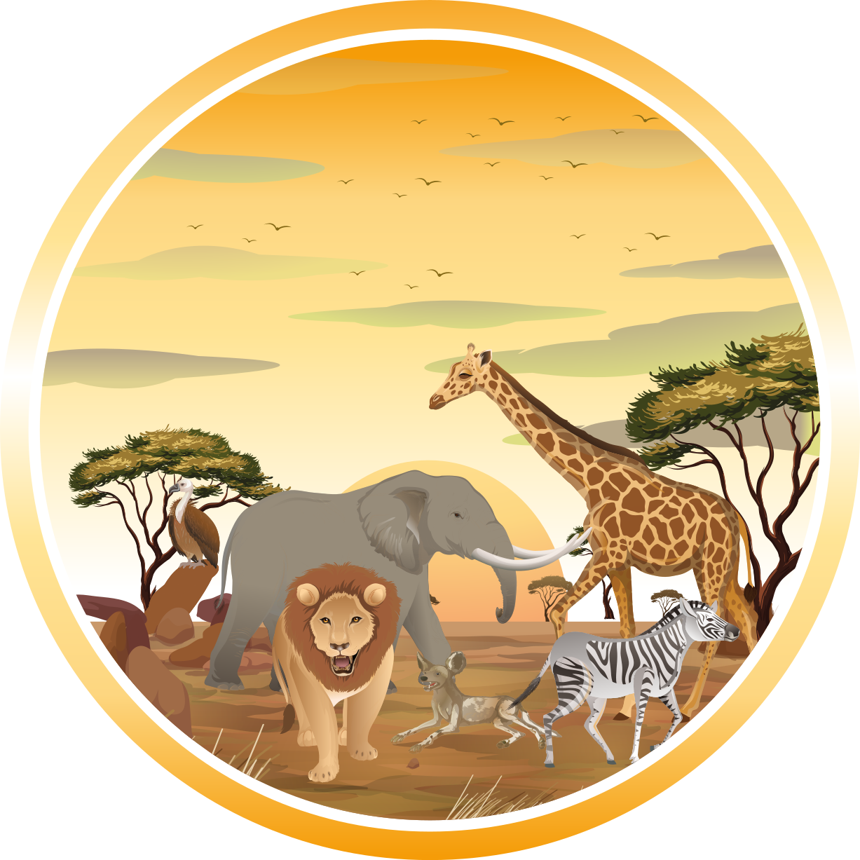 Dywan winylowy zwierzęta safari zwierzęca przygoda - TenStickers