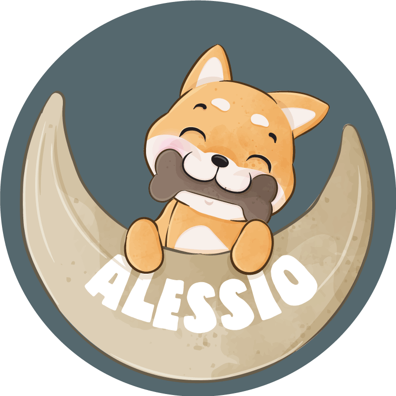 Dziecięcy dywan winylowy szczeniak z kością i imieniem - TenStickers