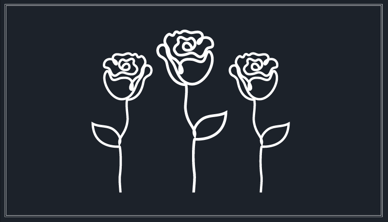 Dywan winylowy w róże - czarny, minimalistyczny design - TenStickers