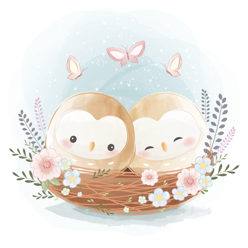 Dywan winylowy do salonu gniazdo pary sów - TenStickers