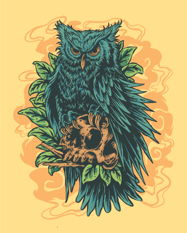 Dywan winylowy wzór zwierzęcy mistyczna sztuka sowy - TenStickers