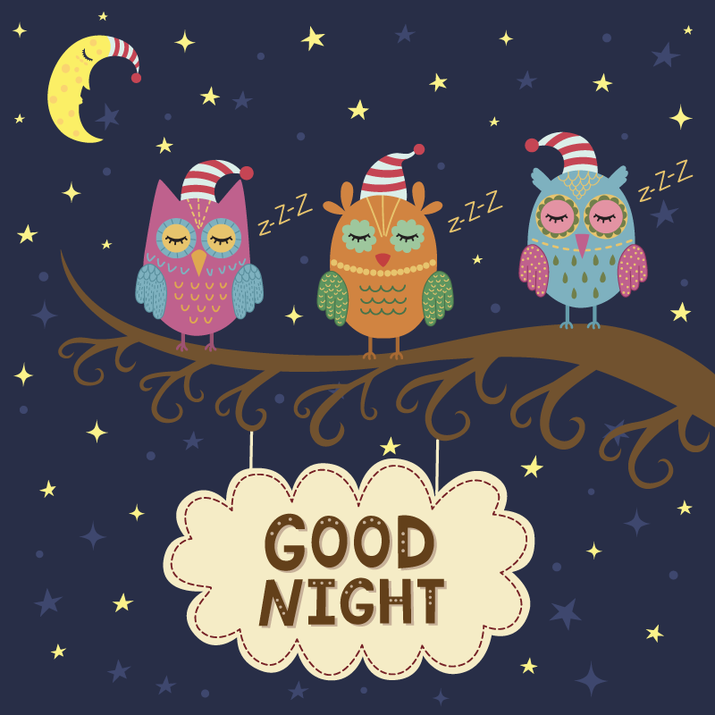 Dywan winylowy zwierzęta trio śpiącej sowy - TenStickers