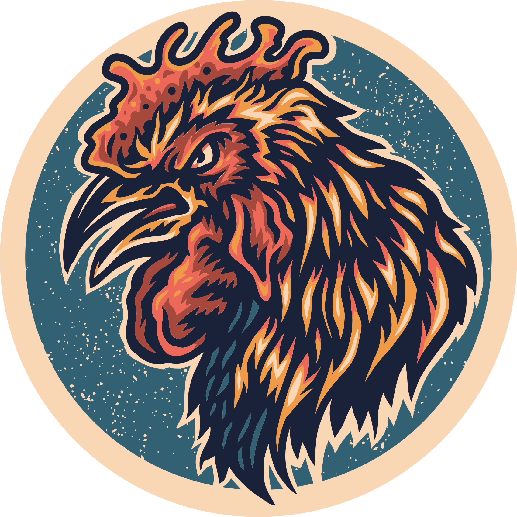 Dywan winylowy dla nastolatków ilustracja głowy koguta - TenStickers