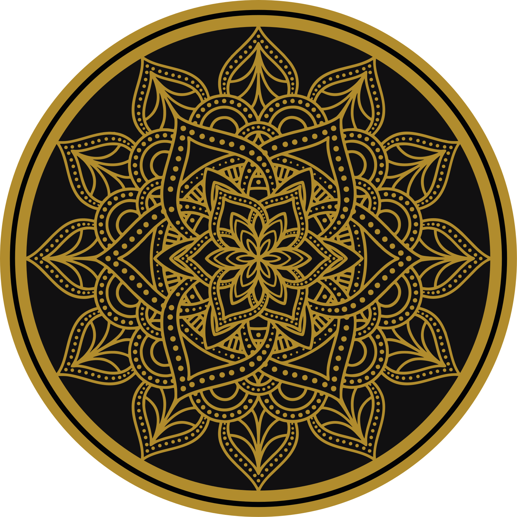 Dywan winylowy mandala ze złotym słońcem - TenStickers