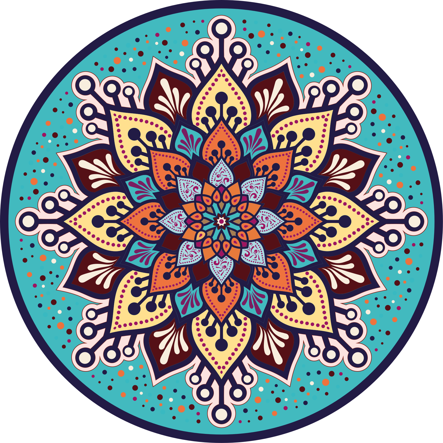 Dywan winylowy mandala z kolorową sztuką w okręgu - TenStickers