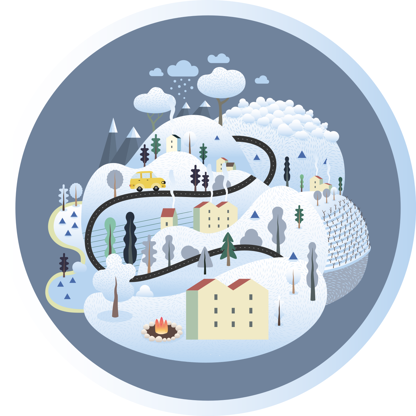 Dywan winylowy dla dzieci w ulice z bajkową scenerią podróży - TenStickers