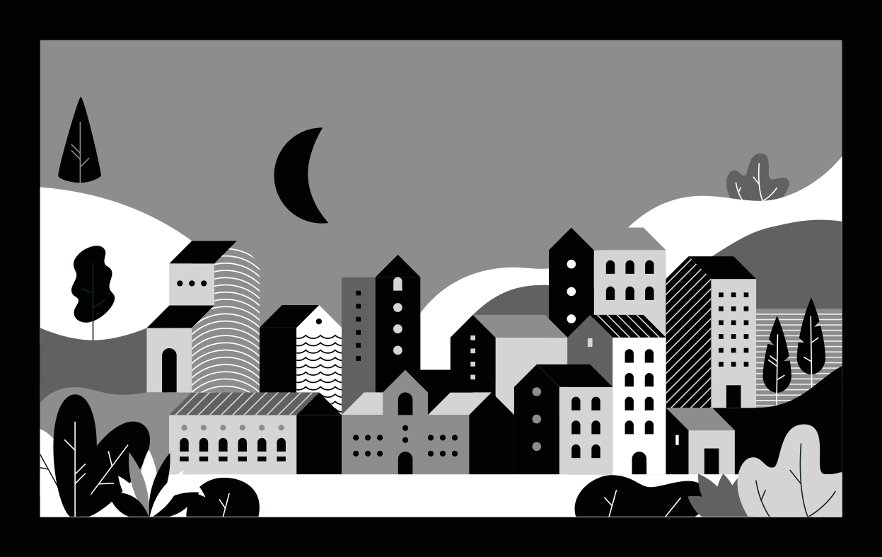 Nowoczesny dywan winylowy pejzaż miejski czarno-biały - TenStickers